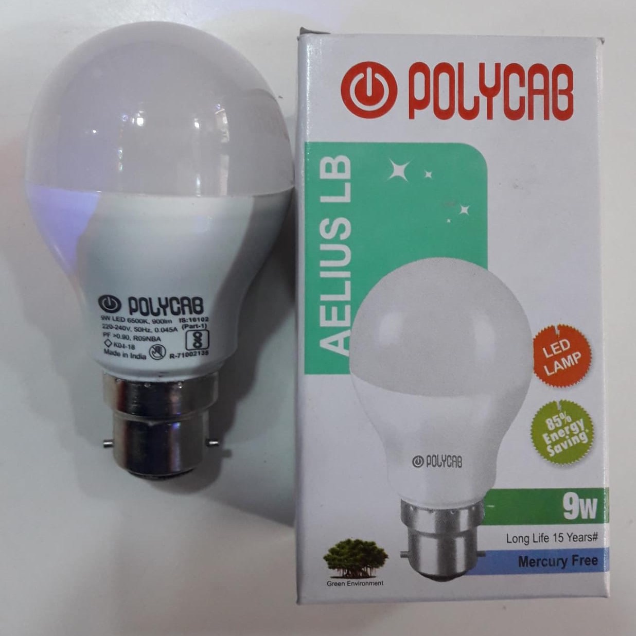 polycab aelius emergency bulb 9w 6500k