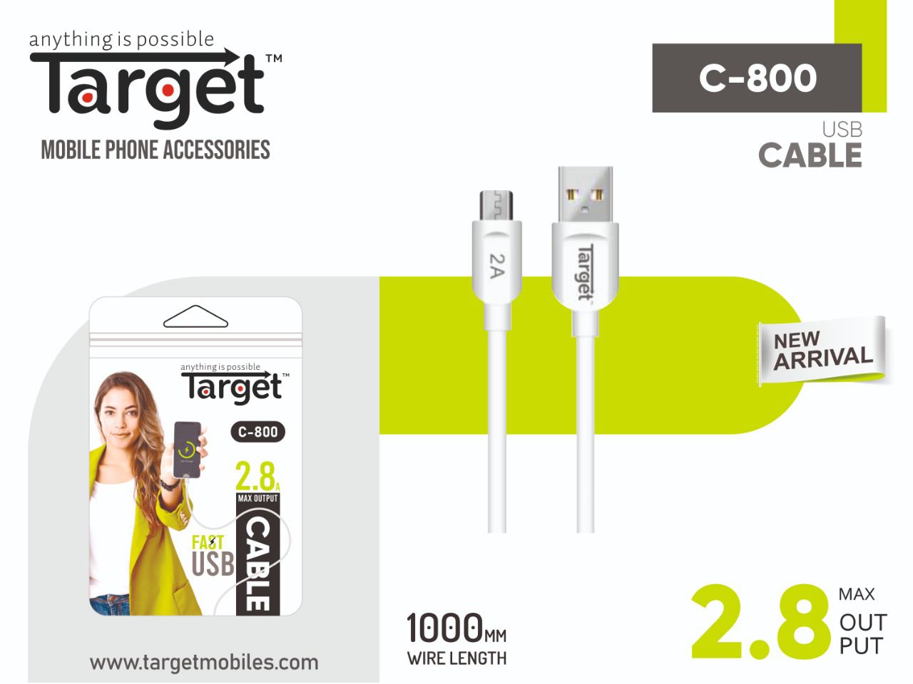 Target C-800 Single Pin Micro USB Data / Charging Cable (1 M, White ...