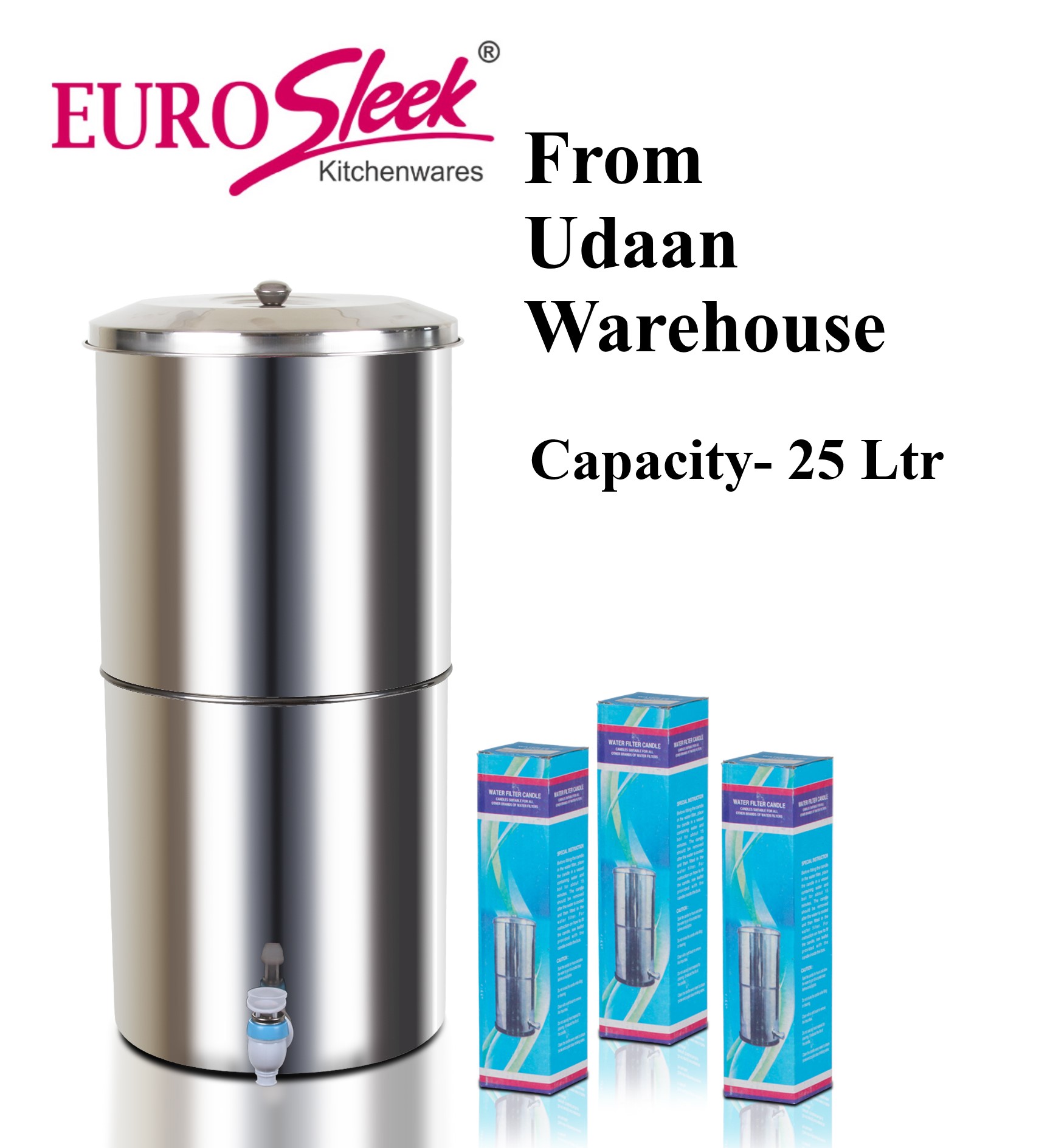 EuroSleek Spinning Ceramic Candle Water Purifier (25 L, NonElectrical