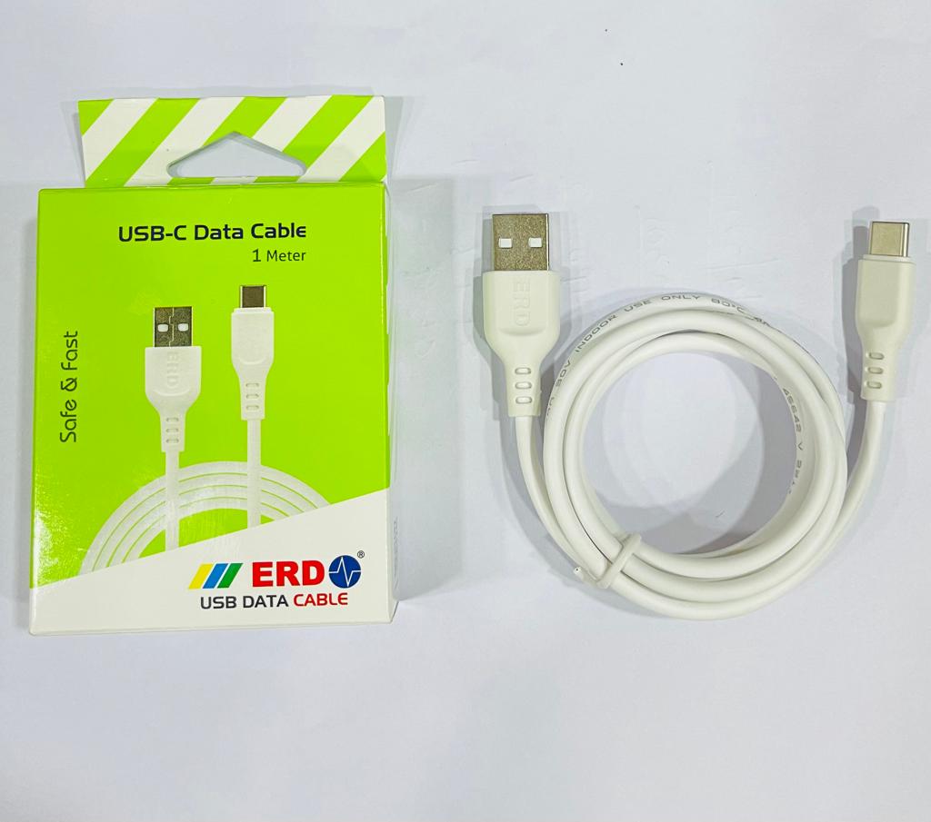 ERD UC-60 Single Pin Type C Data / Charging Cable (1 m, White) Set Of ...