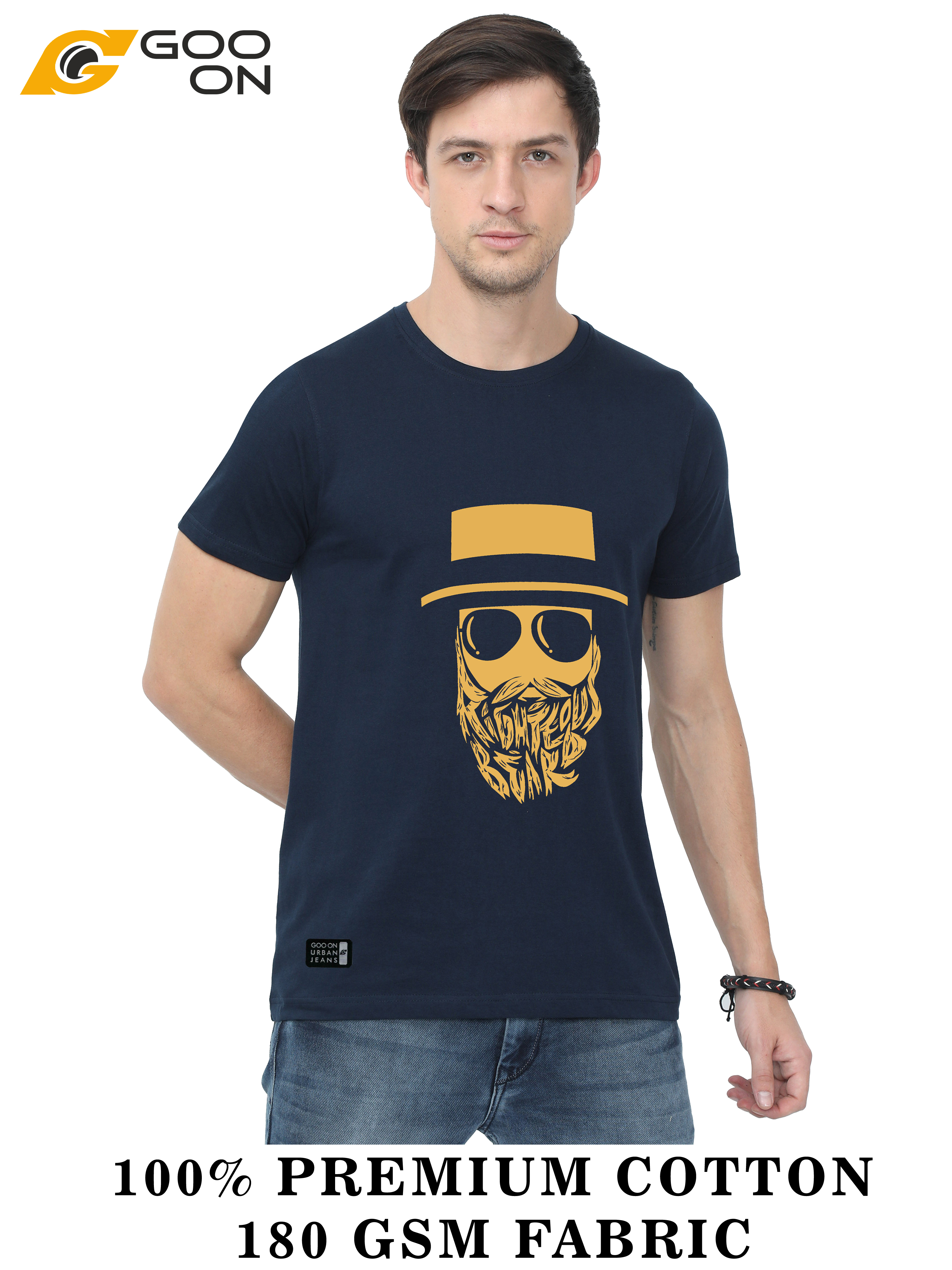 Goo On Cotton Round Neck Printed T-Shirt for Men