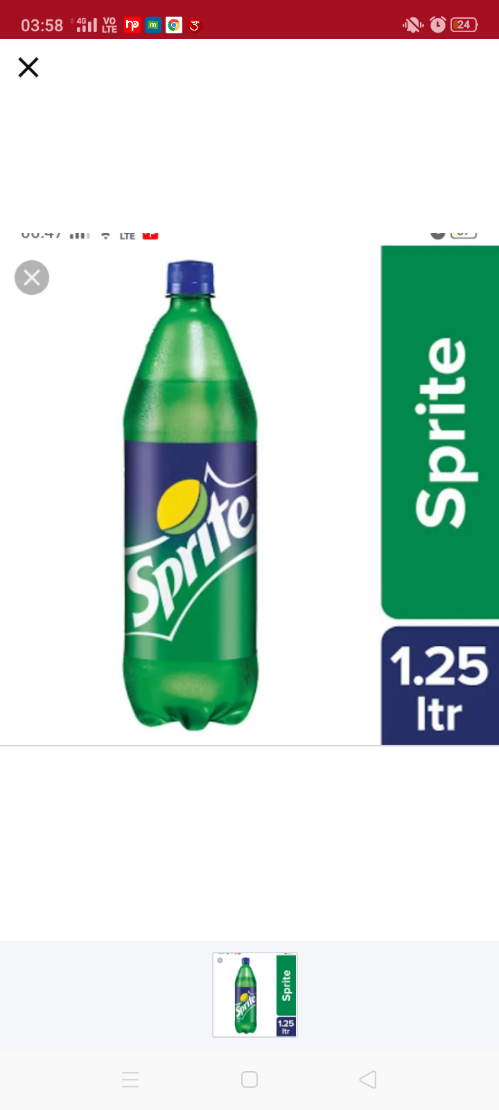 Coca Cola Sprite Cold Drink (1.25 L, Pack of 1) (Set Of 12) (MRP 65.00