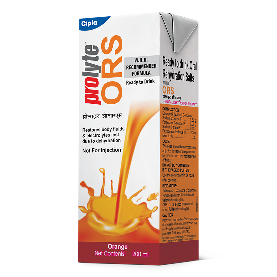 Cipla Prolyte ORS Energy Drink Orange (200 ml Pack of 1 ) BRAND_BOX