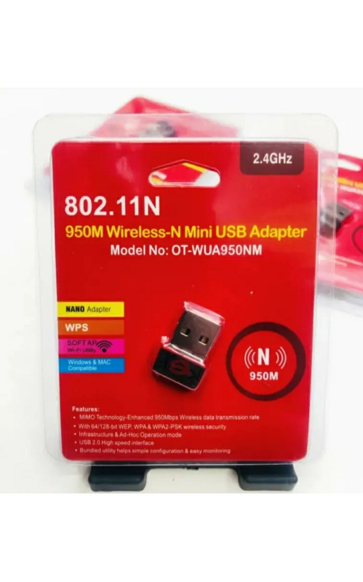 WiFi OTWUA950NM Single Band WiFi USB Adapter (Black, 950 Mbps
