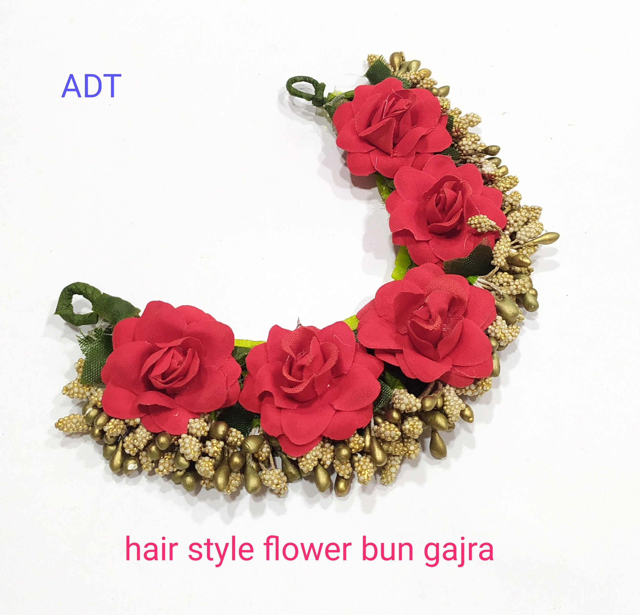 Indian Hair Accessories Red  Golden Gajra Artificial Flower  Etsy  Hair  accessories red Wedding flower jewelry Red hair accessories