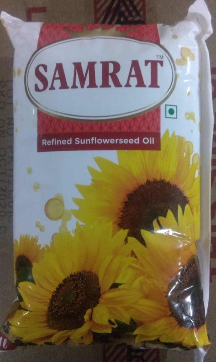 Samrat Refined Sunflowerseed Oil Sunflower Oil (Pouch) 1 L, BRAND_BOX