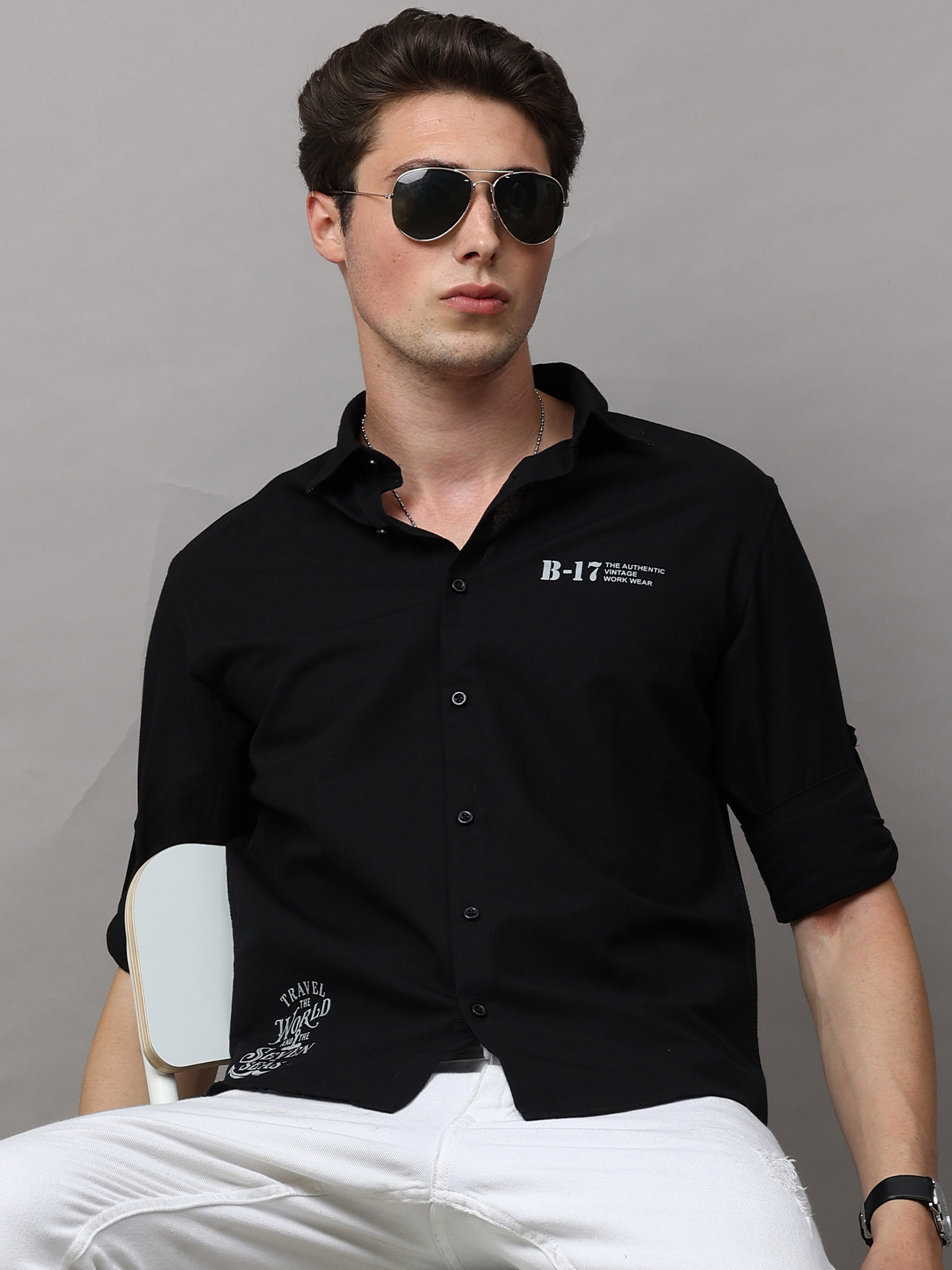 Shevron 100% Cotton Casual Wear Solid / Plain Shirt for Men Set Of 3 ...