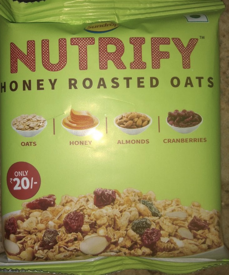 Sundrop Nutrify Honey Roasted Oats Mrp ₹20 Honey Roasted Popcorn (40g