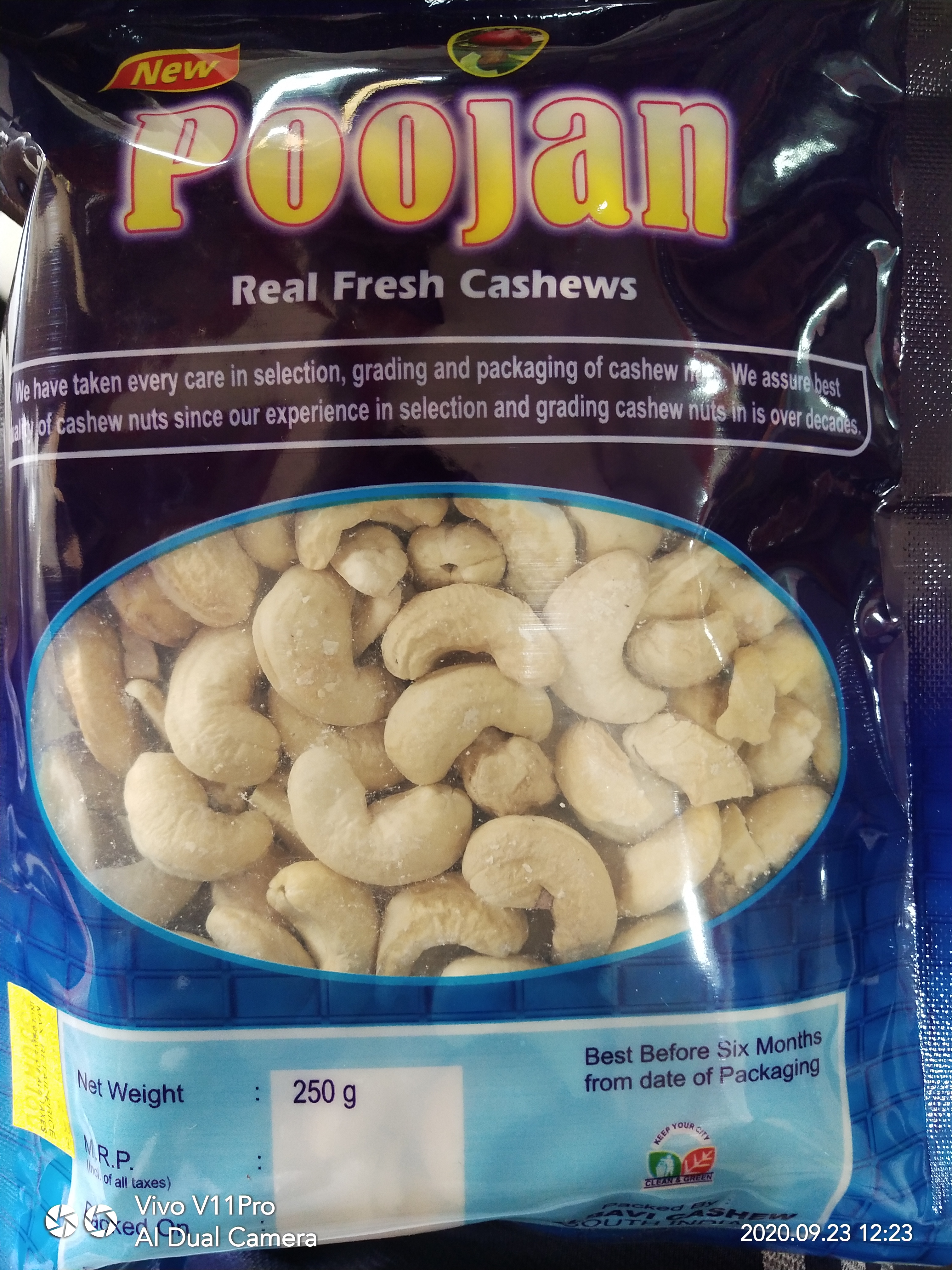 Poojan real fresh cashews(kaju)250gm pack of 8 | Udaan - B2B Buying for  Retailers