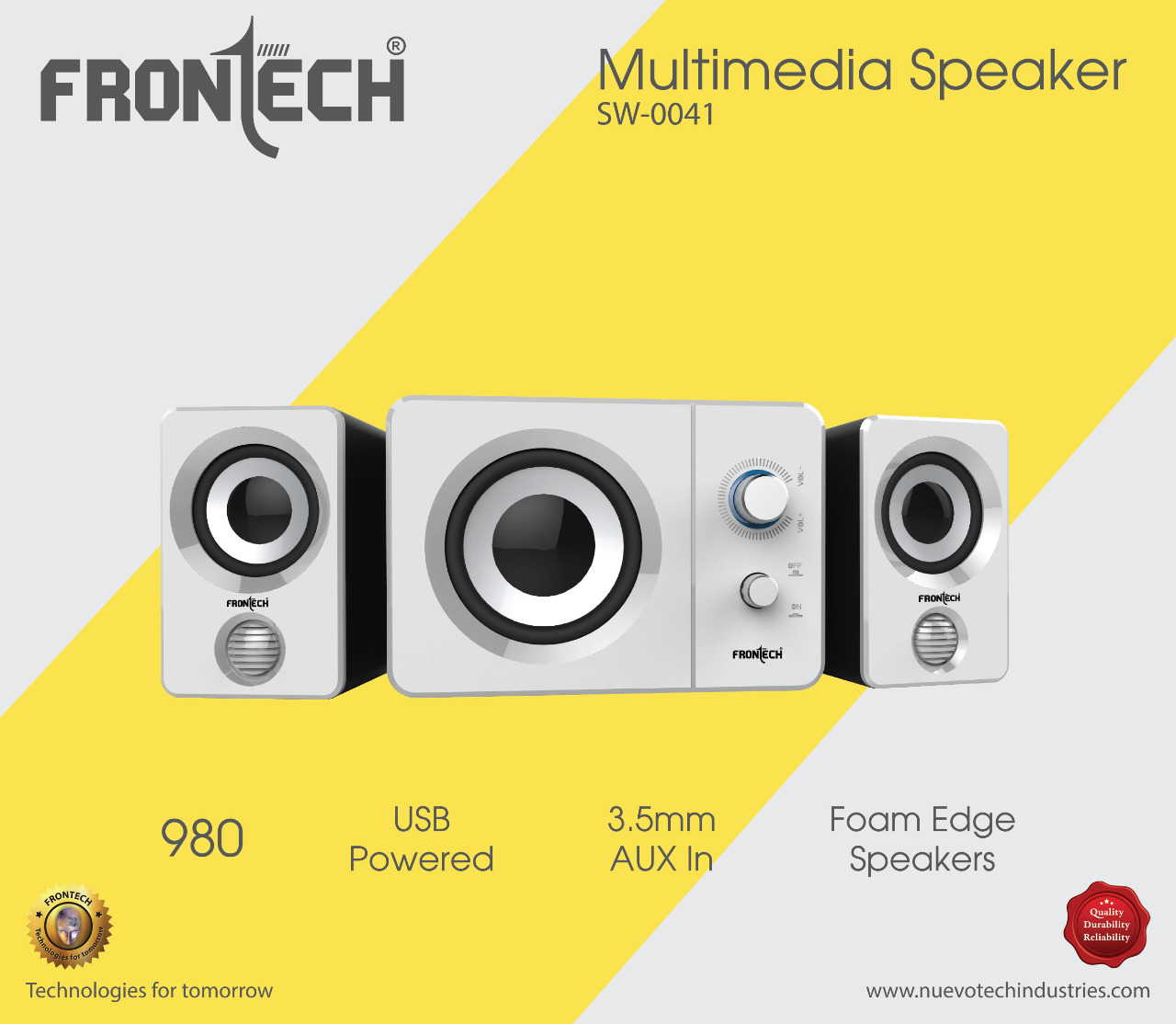 Frontech SW0041 6 W White 2.1 Channel Wired Desktop / Laptop Speaker