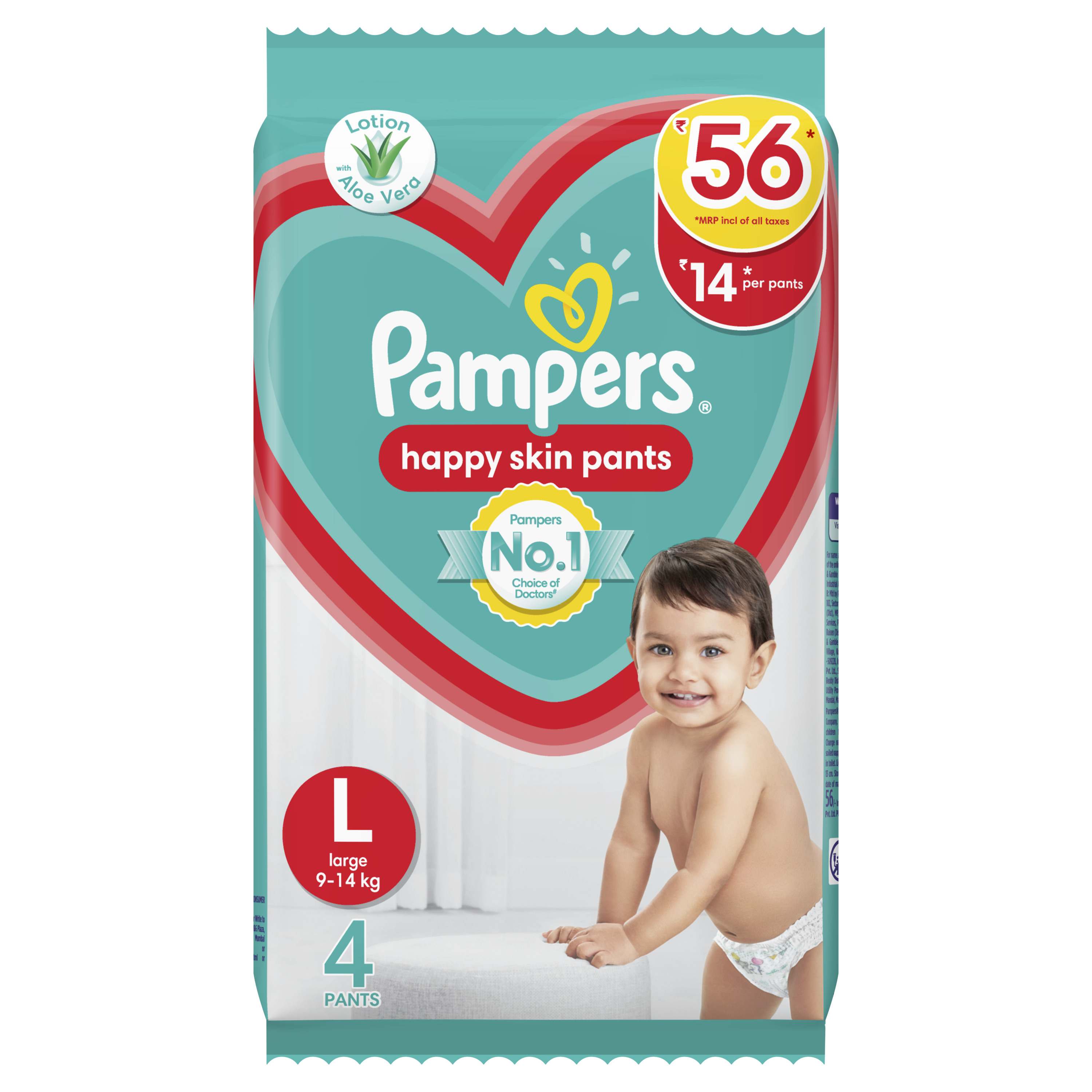 Pampers Happy Skin Pants Pant Diapers (L, 4 Pieces, Pack of 1